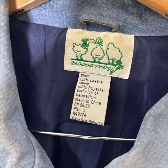 Quacker Factory large 100% leather Blue and Gray sunflower summer Jacket - Picture 2 of 5